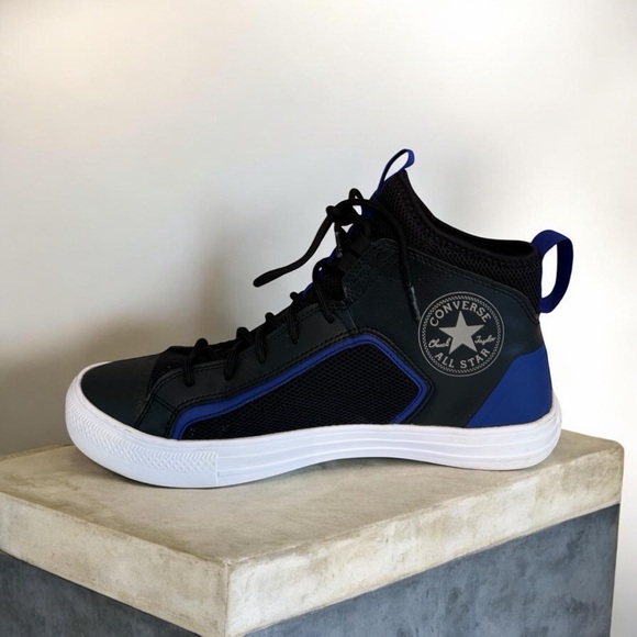 Black and Blue High-Top Sneakers - Picture 3 of 11